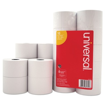 COPY AND PRINTER PAPER | Universal UNV35744 1.75 in. x 138 ft., 0.5 in. Core, Impact and Inkjet Print Bond Paper Rolls - White (10/Pack)