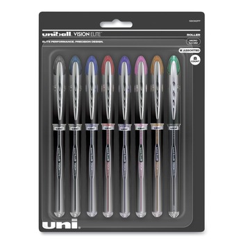 uni-ball 58092PP VISION ELITE 0.5 mm Stick Hybrid Gel Pen - Assorted Ink and Barrel Colors/Fine (8-Piece/Set)