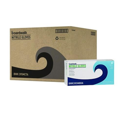 Disposable Gloves | Boardwalk 395MCTA 5 mil. Disposable Powder-Free Nitrile Gloves - Medium, Blue (1000/Carton) image number 0