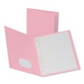 Report Covers & Pocket Folders | Oxford 57768EE 11 in. x 8.5 in. 0.5 in. Capacity Twin-Pocket Folders with 3 Fasteners - Pink (25/Box) image number 0