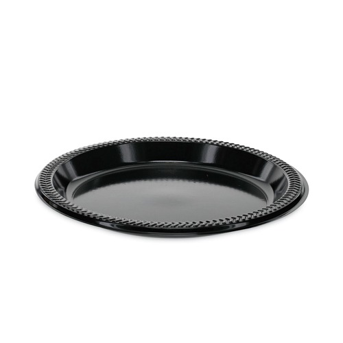 Bowls and Plates | Pactiv Corp. YPI9E 8.88 in. Diameter Prairieware Impact Plastic Plate Dinnerware - Black (400/Carton) image number 0