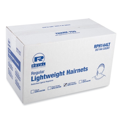 Food Service | AmerCareRoyal RPH144LTLB 24 in. Lightweight Latex-Free Nylon Hairnets - Light Brown (2880/Carton) image number 0