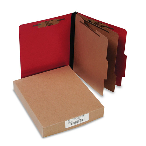Back to School Sale | ACCO A7015669 ColorLife PRESSTEX 3 in. Expansion Letter Size 6-Fastener Classification Folders - Executive Red Exterior (10/Box) image number 0