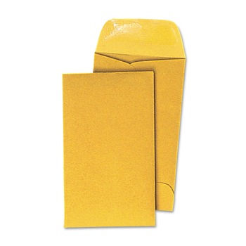 Universal UNV35301 #3 Round Flap Gummed Closure 2.5 in. x 4.25 in. Coin Envelopes - Light Brown Kraft (500/Box)