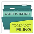 File Folders | Pendaflex 04152 1/5 TEA 1/5-Cut Tabs Letter Size Colored Reinforced Hanging Folders - Teal (25/Box) image number 6