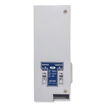 HOSPECO D1-25 11.13 in. x 7.63 in. x 26.38 in. 25 Cent Coin Mechanism Dual Sanitary Napkin/Tampon Dispenser - White/Blue