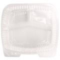 Food Trays, Containers, and Lids | Handi-Foil HFA 6093S-250 8 in. x 3 in. x 8.87 in. Handi-Lock Plastic 3-Compartment Food Container - Clear (250/Carton) image number 0