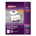 Back to School Sale | Avery 08780 4 in. x 3 in. Horizontal Magnetic Style Name Badge Kit - White (24/Pack) image number 0