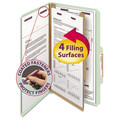 File Folders | Smead 18776 Four SafeSHIELD Fasteners 2/5-Cut Tabs 1 Divider Legal Size Pressboard Classification Folders - Gray-Green (10/Box) image number 3