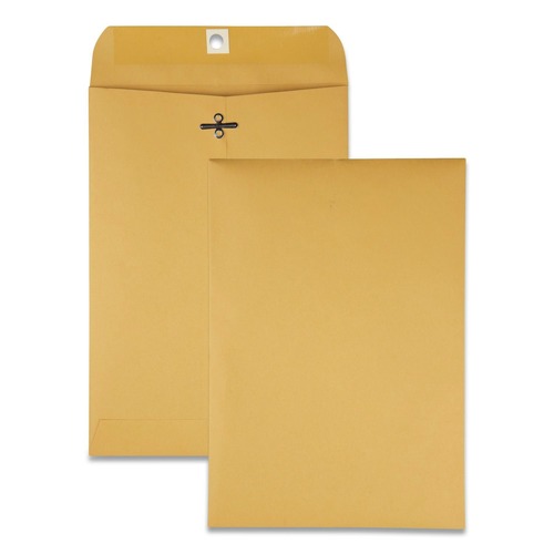 Envelopes & Mailers | Quality Park QUA37868 7 in. x 10 in. No. 68 28 lbs. Bond Weight Kraft Square Flap Clasp/Gummed Closure Clasp Envelope - Brown Kraft (100/Box) image number 0