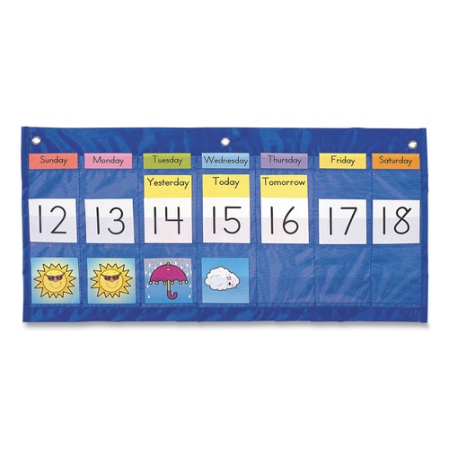 Notebooks & Pads | Carson-Dellosa 5636 25 in. x 12.75 in. 21 Pockets Weekly Calendar with Weather - Blue image number 0