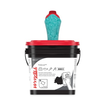 FACILITY MAINTENANCE SUPPLIES | WypAll 91371 Power Clean ProScrub Pre-Saturated Wipes - Citrus Scent, Green (75/Bucket)