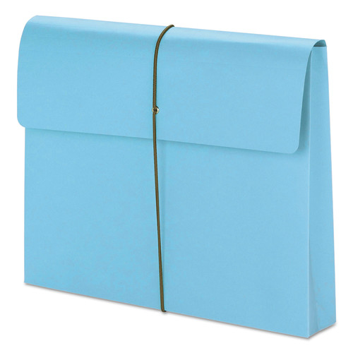 File Folders | Smead 77203 2 in. Expansion 1 Section Letter Size Elastic Cord Closure Expanding Wallet - Blue (10/Box) image number 0