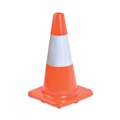 Floor Signs & Safety Signs | Tatco 25500 10 in. x 10 in. x 18 in. Traffic Cone - Orange/Silver image number 3