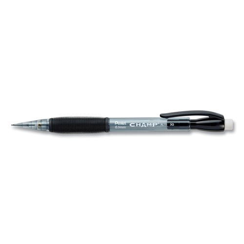 Pencils | Pentel AL19A 0.9 mm HB (#2) Champ Mechanical Pencil - Black Lead, Clear/Black Barrel (1-Dozen) image number 0