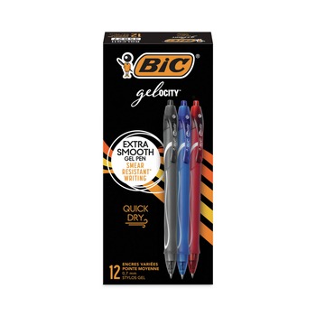 PRODUCTS | BIC RGLCG11AST Gel-ocity Quick Dry 0.7 mm Fine Gel Pen - Assorted Ink and Barrel Colors (1-Dozen)