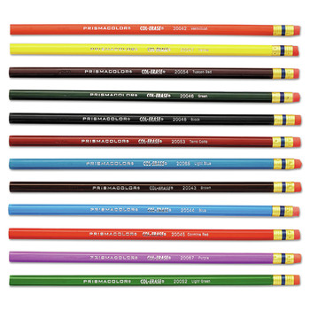 Prismacolor 20516 0.7 mm 2B Col-Erase Pencil with Eraser - Assorted Lead and Barrel Colors (12/Set)