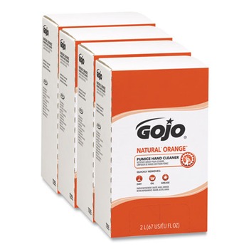 GOJO Industries 7255-04 2000 mL NATURAL ORANGE Pumice Hand Cleaner Refill - Citrus Scent (4/Carton)