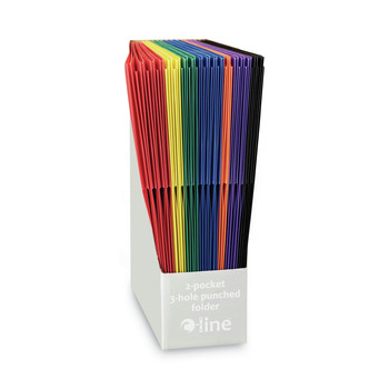 BINDERS | C-Line 33930 11 x 8.5 Two-Pocket 3-Hole Punch Heavyweight Poly Portfolio Folder - Randomly Assorted Colors