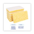Cleaning Tools | Boardwalk 63BWK LD 0.7 in. Thick 3.6 in. x 6.1 in. Individually Wrapped Light Duty Scrubbing Sponge - Yellow/White (20/Carton) image number 3