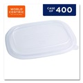 Food Trays, Containers, and Lids | World Centric CTLCS3 8.8 in. x 6.9 in. x 0.8 in. Plastic PLA Lids for Fiber Containers - Clear (400/Carton) image number 4