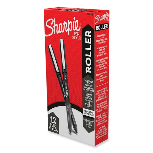 Pens | Sharpie Roller 2093225 Fine 0.5 mm Professional Design Rollerball Stick Pen - Black Ink, Black Barrel (1-Dozen) image number 0