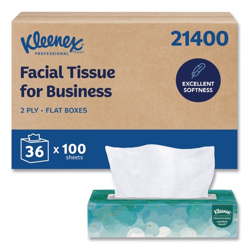 Tissues | Kleenex 21400 2-Ply Facial Tissues - White (100 Sheets/Box, 36 Boxes/Carton) image number 0