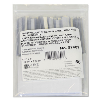 LABELS AND LABEL MAKERS | C-Line 87607 0.5 in. x 3 in. Self-Adhesive Top Load Label Holders - Clear (50/Pack)