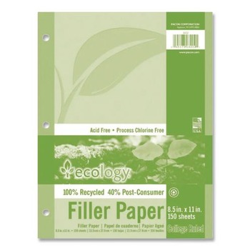 Pacon P3202 8.5 in. x 11 in. Medium/College Rule 3-Hole Ecology Filler Paper (150/Pack)