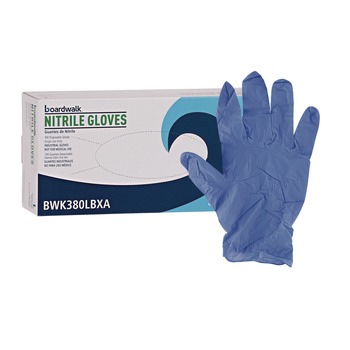 Boardwalk 380LBXA 4 mil Disposable General-Purpose Nitrile Gloves - Large/Blue (100/Box)