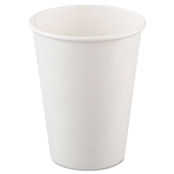 SOLO 412WN-2050 12 oz. Single-Sided Poly Paper Hot Cups - White (1000/Carton)