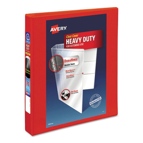 Binders | Avery 79171 11 in. x 8.5 in. 1.5 in. Capacity 3 Rings Heavy-Duty View Binder with DuraHinge and One Touch EZD Rings - Red image number 0
