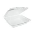 Food Service | Pactiv Corp. YTD19901ECON 9.13 in. x 9 in. x 3.25 in. Dual Tab Lock Economy Vented Foam Hinged Lid Container - White (150/Carton) image number 0