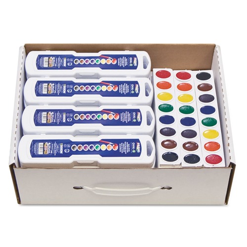Watercolors | Prang X08020 Professional Watercolor Master Pack: 24 Eight-Color Palette Sets and 12 Eight-Color Refill Strips - Assorted Colors (36/Pack) image number 0