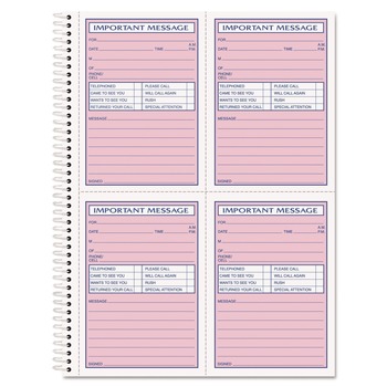 TOPS 4005 3.88 x 5.5 Two-Part Carbonless Telephone Message Book with Fax/Mobile Section