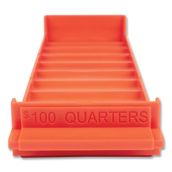 CONTROLTEK 560563 3.75 x 11.5 x 1.5 Stackable 10-Compartment Plastic Coin Tray - Orange (2/Pack)