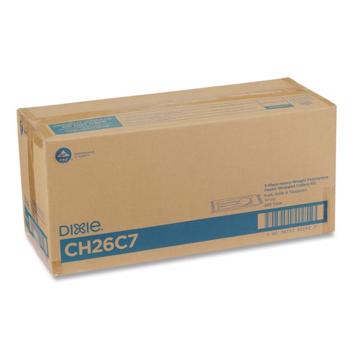 Cutlery | Dixie CH26C7 Heavyweight Polystyrene Cutlery Fork/Knife/Teaspoon Plastic White (250/Carton) image number 0