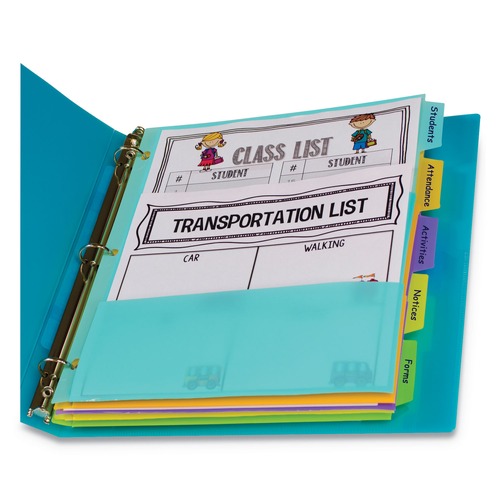 Back to School Sale | C-Line 07650 11.5 in. x 10 in. 5-Tab Index Dividers with Multi-Pockets - Assorted (1-Set) image number 0