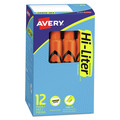 Highlighters | Avery 24050 HI-LITER Desk-Style Chisel Tip Highlighters - Fluorescent Orange Ink/Black Barrel (1-Dozen) image number 0