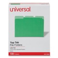 File Folders | Universal UNV10502 1/3-Cut Tabs Deluxe Colored Top Tab File Folders - Letter Size, Green/Light Green (100/Box) image number 1