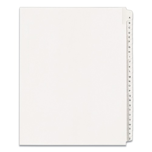 Back to School Sale | Avery 01700 11 x 8.5 Allstate Style Preprinted Legal Exhibit Side A to Z Tab Index Dividers - White (26-Pieces/Set) image number 0