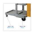 Cleaning Carts | Boardwalk 3485204 22 in. x 44 in. x 38 in. 4 Shelves 1 Bin Plastic Janitor's Cart - Gray image number 5