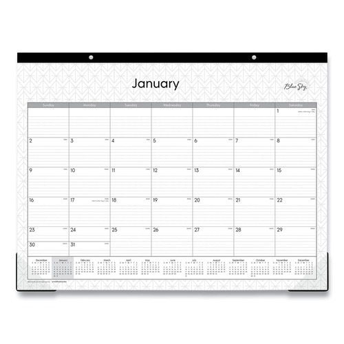 Bulletin Boards | Blue Sky 111294 22 in. x 17 in. 12-Month (Jan to Dec): 2025 Enterprise Desk Pad Calendar - Geometric Artwork, White/Gray Sheets, Black Binding, Clear Corners image number 0