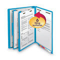 File Folders | Smead 26836 2 in. Expansion 2 Dividers 6 Fasteners Letter Size Colored End Tab Classification Folders - Blue (10/Box) image number 1
