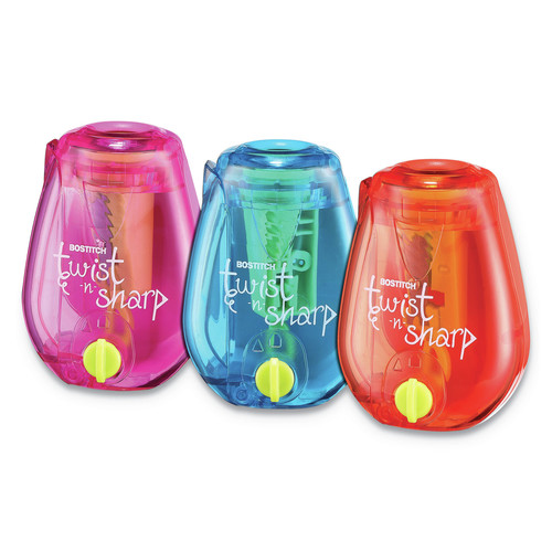 Pencil Sharpeners | Bostitch PS1-ADJ 3.5 in. x 1.25 in. x 5.5 in. One-Hole Twist-n-Sharp Pencil Sharpener - Randomly Assorted Colors (6/Pack) image number 0