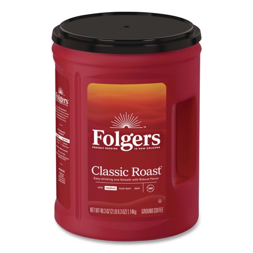 Coffee | Folgers 2550030419 40.3 oz Canister Ground Coffee - Classic Roast (6/Carton) image number 0
