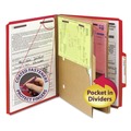 File Folders | Smead 14082 6 SafeSHIELD Fasteners 2 Dividers Letter Size 6-Section Pressboard Top Tab Pocket Classification Folders - Bright Red (10/Box) image number 6