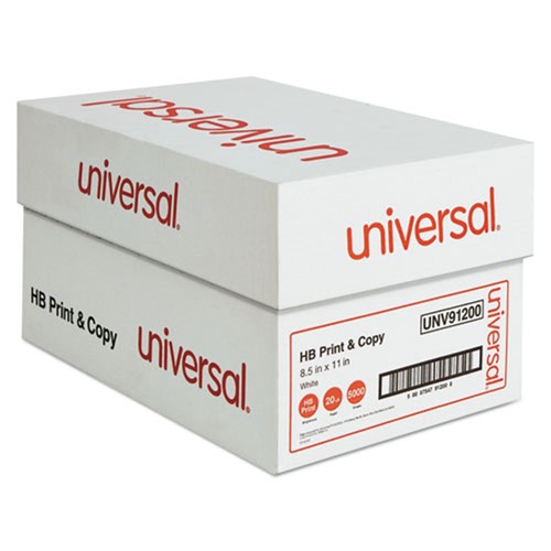 Cover & Cardstock | Universal UNV91200 8.5 in. x 11 in. 20 lbs. Bond Weight High-Bright Multipurpose Paper - White (10/Carton) image number 0