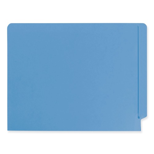 File Folders | Smead 25010 Straight Tabs Letter Size 0.75 in. Expansion Shelf-Master Reinforced End Tab Colored Folders - Blue (100/Box) image number 0