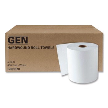  | GEN G2820 1-Ply 8 in. x 800 ft. Hardwound Roll Towels - White (6/Carton)